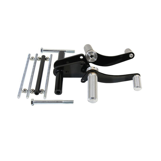 A set of TC Bros. Yamaha XS650 Forward Controls Kit bolts and nuts on a white background.
