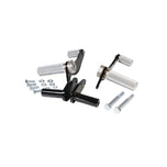 A pair of TC Bros. Yamaha Maxim XJ750 Forward Controls Kit handles and screws on a white background.