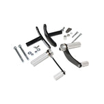 A set of _TC Bros. Kawasaki KZ650-KZ750 Forward Controls Kit_ brake levers and hardware for a motorcycle.
