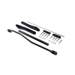 A set of TC Bros. hardware for a black car, specifically designed for Honda Shadow ACE 750 models. This TC Bros. Honda Shadow ACE 750 Forward Controls Extension Kit 1998-2003 VT750 is proudly manufactured in the USA.