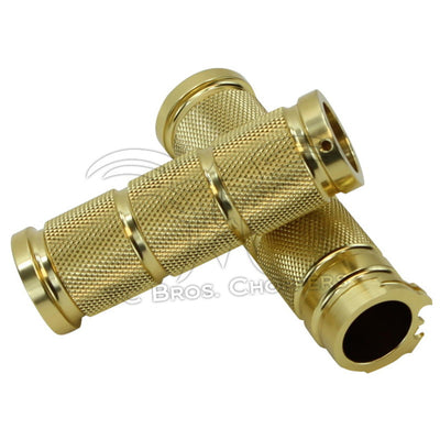 Brass Knurled Billet 1" Grips (Harley 73-12 dual cable applications)