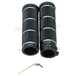 Five pairs of Moto Iron® Knurled Billet Grips for Harley-Davidson, in gold, silver, and black, are arranged on a white background.