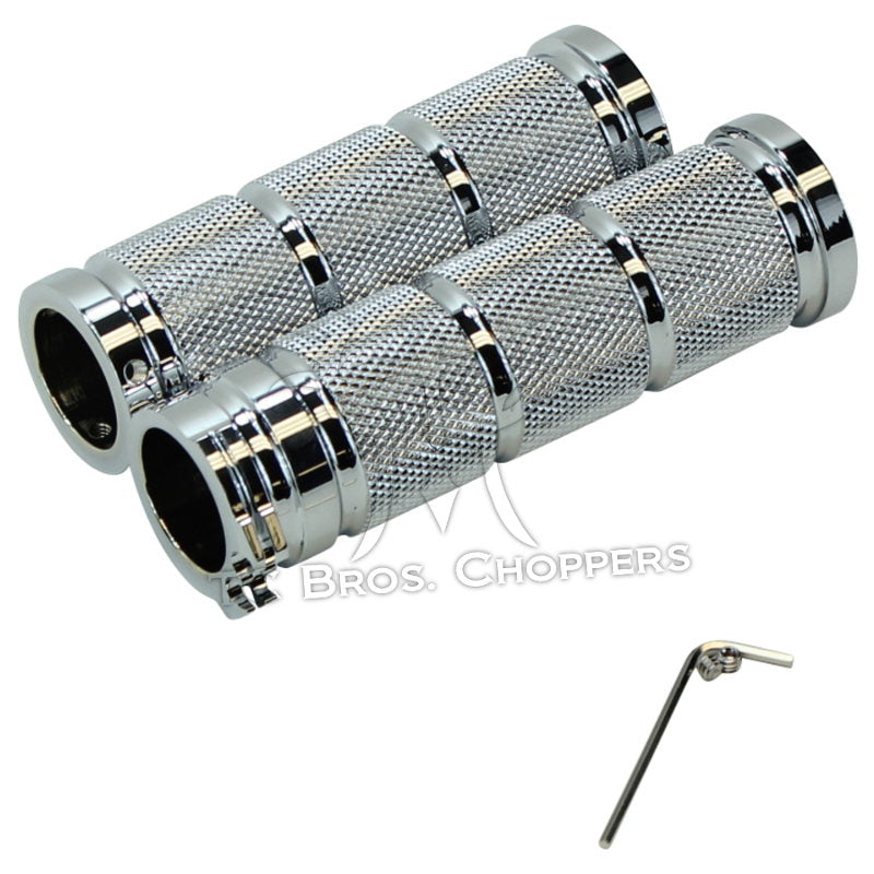 Chrome Knurled Billet 1" Grips (Harley 73-12 dual cable applications)