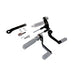 The TC Bros. Mid Controls Kit for 1991-2003 Harley-Davidson Sportster features metal foot pegs and a gear shift lever, perfect for upgrading your bike. Components are arranged on a white background.