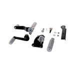 The TC Bros. Mid Controls Kit for 1991-2003 Harley-Davidson Sportster features metal foot pegs and a gear shift lever, perfect for upgrading your bike. Components are arranged on a white background.