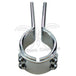 The Mid-USA Universal Three Piece Mounting Clamp by Mid-USA features chrome-plated metal, two tightening screws, and a single mounting hole, shown against a white background.
