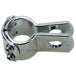 The Mid-USA Universal Three Piece Mounting Clamp by Mid-USA features chrome-plated metal, two tightening screws, and a single mounting hole, shown against a white background.