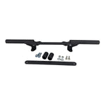 TC Bros. Rear Crash Bar for 2006-2017 Harley-Davidson Dyna, including bolts, washers, spacers, and a mounting bracket, is displayed on a white background.