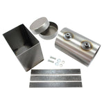 A set of TC Bros. Chopper Battery & Electronics Box Kits, including an electronics box and a battery box, with bolts and nuts.