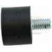 Close-up of a Mid-USA Rubber Isolator Mount, featuring a cylindrical rubber design with a threaded metal stud, used as a vibration dampener for Harley-Davidson and custom applications, shown on a white background.