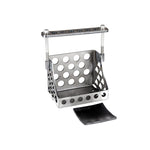 Perforated metal throttle pedal assembly with rectangular foot pad and adjustable bracket, perfect for setups using the TC Bros. Holey Battery Box, shown on a white background.