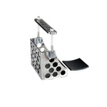 Perforated metal throttle pedal assembly with rectangular foot pad and adjustable bracket, perfect for setups using the TC Bros. Holey Battery Box, shown on a white background.