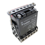 A TC Bros Holey Battery Box for YTX14AH or 12N14 Series is sitting on top of a white background. It belongs to the Yamaha XS650 series and is in the stock size.