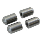 TC Bros. Radius-Style Mounting Bungs by TC Bros., metal dowel pins with rounded ends, perfect for motorcycle fabrication or mounting bungs, arranged on a white background with "RADIUSED" in bold black letters.