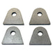 A set of four TC Bros Weld On Steel Mounting Tabs Style 1 with threaded holes on a rigid frame applications.