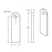 A drawing showing the dimensions of a Weld On Steel Mounting Tabs Style 2 door handle by TC Bros, CNC laser cut.