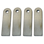 Four TC Bros Weld On Steel Mounting Tabs Style 2 with CNC laser cut holes on a white background.