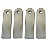 Four TC Bros Weld On Steel Mounting Tabs Style 2 with CNC laser cut holes on a white background.