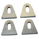 Four TC Bros Weld On Steel Mounting Tabs Style 4 on a white background.