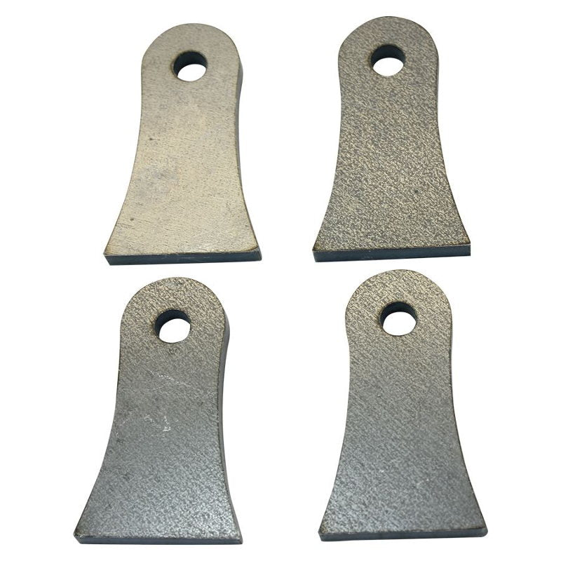 Four pieces of Weld On Steel Mounting Tabs Vintage Style 7 by TC Bros are shown on a white background.