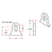 A TC Bros. vintage, heavy duty drawing showing the dimensions of a Weld On Steel Mounting Tabs Vintage Style 8 bracket.