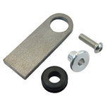 TC Bros. Heavy Duty Rubber Mounting Tabs by TC Bros., with metal brackets, screws, washers, CNC-laser cut tabs, and rubber grommets shown arranged separately and partially assembled on a white background.