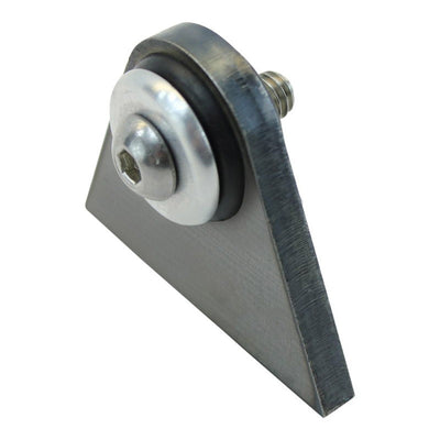 A Heavy Duty Rubber Mounting Triangular Tab by TC Bros with a screw on it made of mild steel.