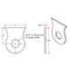 A diagram showing the dimensions of a Weld On 3/4 Ignition Switch Mounting Tab by TC Bros hook with mounting tabs.