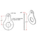 A drawing showing the dimensions of a Bolt On 13/16 Ignition Switch Mounting Tab by TC Bros. metal hook for installation.