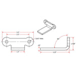 The TC Bros. Rear Fender Mount by TC Bros. is a metal bracket with two holes, designed for motorcycle hardtail use. Shown on a white background with two small circular washers in front.