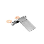 The TC Bros. Rear Fender Mount by TC Bros. is a metal bracket with two holes, designed for motorcycle hardtail use. Shown on a white background with two small circular washers in front.