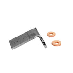 A metal piece with a washer on it that has a universal fit for easy welding, used as a TC Bros. Weld On Rear Fender Mount for Bobbers & Choppers.