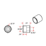 A drawing showing the dimensions of a cylinder and TC Bros' Counterbore Steel Bungs for 3/8 Socket Head Bolts.