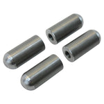 TC Bros. Radius-Style Mounting Bungs by TC Bros., metal dowel pins with rounded ends, perfect for motorcycle fabrication or mounting bungs, arranged on a white background with "RADIUSED" in bold black letters.
