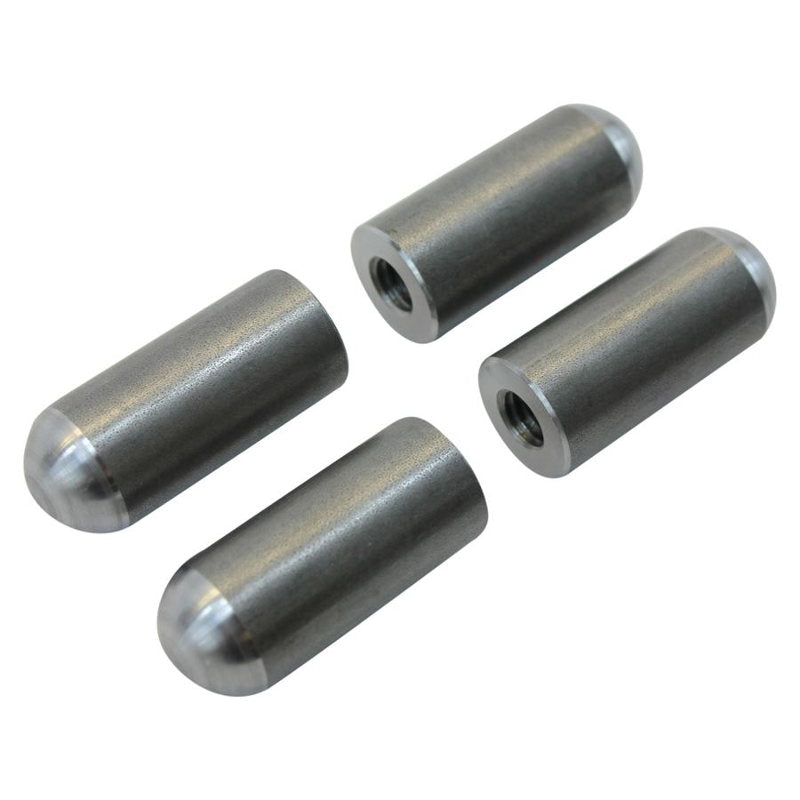 A set of four Radius Style Threaded 3/8-16 Long Length Steel Bungs by TC Bros on a white background, ensuring TC Bros professional quality mounts and clean finished appearance.