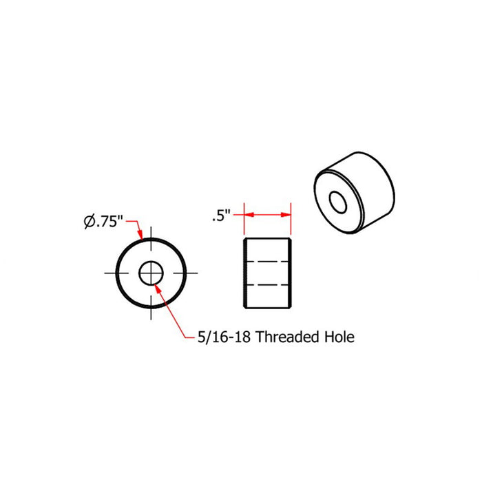 A diagram depicting the process of mounting TC Bros Steel Bungs 5/16-18 Threaded 1/2 inch Long on a bike.