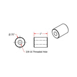 A diagram illustrating the dimensions of a threaded cylinder featuring Steel Bungs 3/8-16 Threaded 1 inch Long by TC Bros.