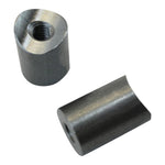 Ten TC Bros. Coped Mounting Bungs with curved ends and threaded holes are shown on a white background beside “COPED” in bold black letters. Ideal for custom fabrication, they deliver a secure fit from TC Bros.