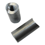 Ten TC Bros. Coped Mounting Bungs with curved ends and threaded holes are shown on a white background beside “COPED” in bold black letters. Ideal for custom fabrication, they deliver a secure fit from TC Bros.