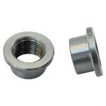 Two TC Bros 3/8 NPT Steel Weld In Petcock Bungs on a white background.