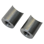 Ten TC Bros. Coped Mounting Bungs with curved ends and threaded holes are shown on a white background beside “COPED” in bold black letters. Ideal for custom fabrication, they deliver a secure fit from TC Bros.