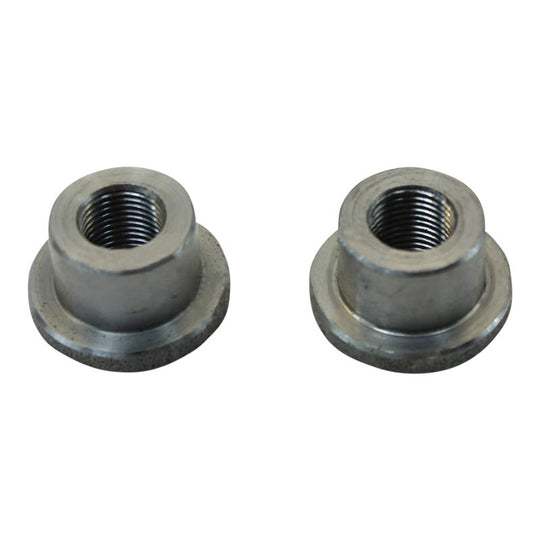 Two 1/8 NPT Steel Weld In Bungs by TC Bros on a background.