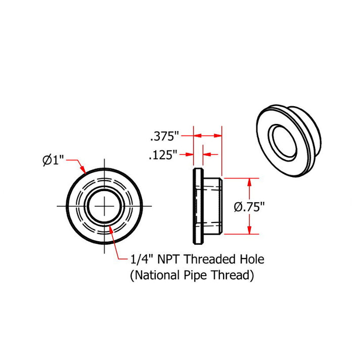 TC Bros. 1/4 NPT Steel Weld In Petcock Bungs