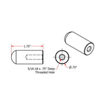 TC Bros. Radius-Style Mounting Bungs by TC Bros., metal dowel pins with rounded ends, perfect for motorcycle fabrication or mounting bungs, arranged on a white background with "RADIUSED" in bold black letters.