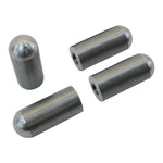 TC Bros. Radius-Style Mounting Bungs by TC Bros., metal dowel pins with rounded ends, perfect for motorcycle fabrication or mounting bungs, arranged on a white background with "RADIUSED" in bold black letters.