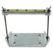 The LC Fabrications Bare Naked Battery Box, by LC Fabrications, features a machined aluminum build with a rectangular base, adjustable upright rod, and wingnut clamp—ideal for custom applications and shown on a white background.