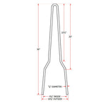 A diagram showing the measurements of a TC Bros. Tall DIY Sissy Bar Kit with axle plate mounting tabs.