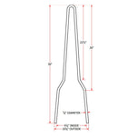 A diagram showing the measurements of a TC Bros. Tall DIY Sissy Bar Kit with axle plate mounting tabs.