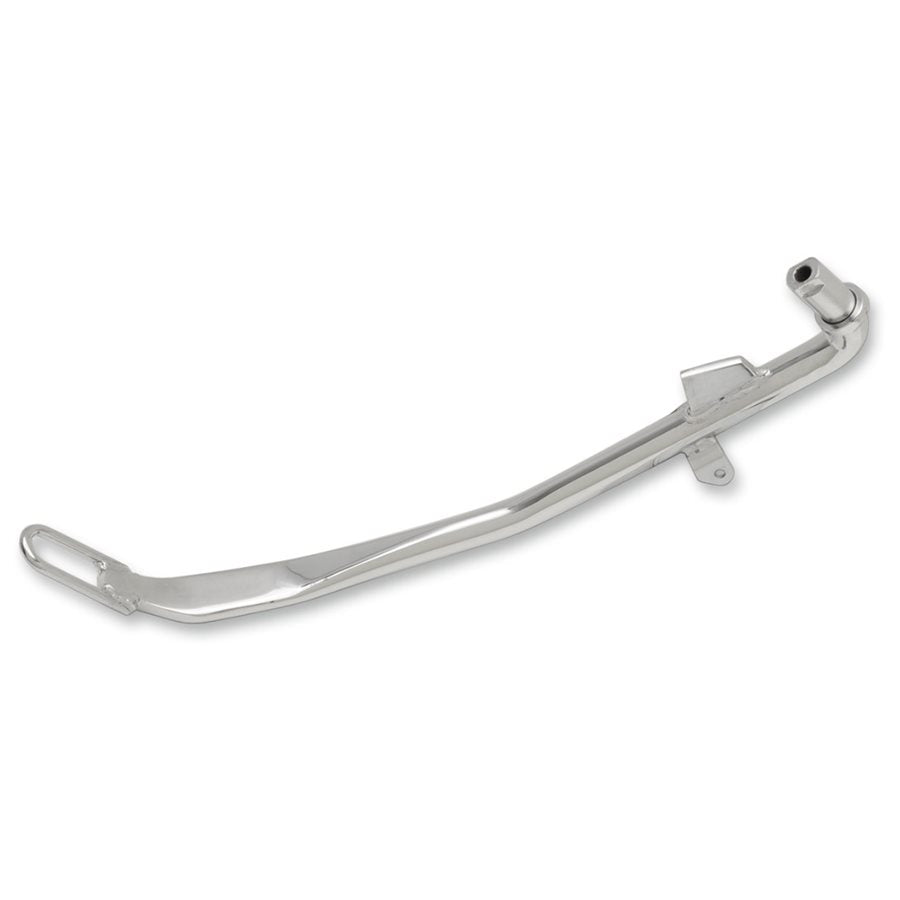 A Moto Iron® Chrome +1" Kickstand 1999-2005 Dyna 12" motorcycle exhaust pipe.