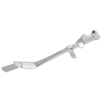 The Moto Iron® Chrome +1" Kickstand for 2004-2021 Sportster models (except the 21 Sportster S/RH 1250S) is crafted from high-strength steel and features a chrome finish, a mounting bracket, and a flat base for enhanced stability. Ideal for bikes with extended forks or those looking to achieve the classic Sportster kickstand look.